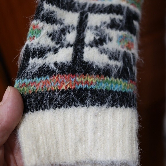 Sequin Hearts Aztec Print Fuzzy Long Line Blanket Cardigan Sweater Med - Picture 9 of 15